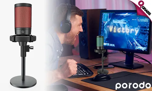 Porodo Gaming Professional RGB Condenser Microphone with Extension Stand!